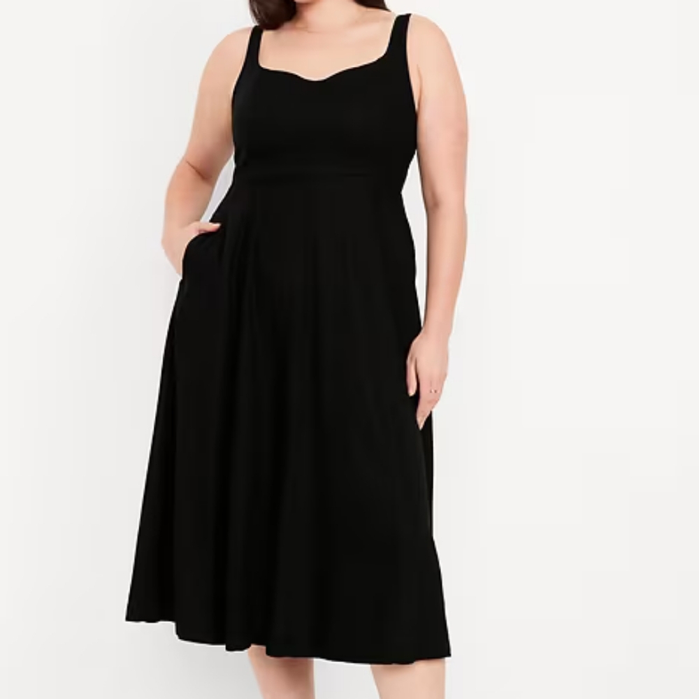 Old Navy Fit & Flare Sleeveless Linen-Blend Midi Dress